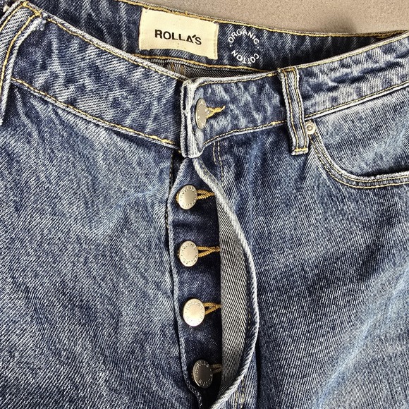 Rolla's Jeans Womens 28 High Rise Straight Distressed Button Fly Organic Cotton‎ - Picture 10 of 16